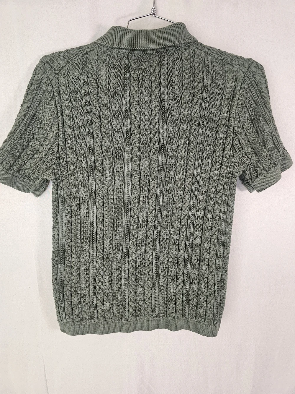 J.Crew Short-sleeve cotton cable-knit cardigan sweater-polo